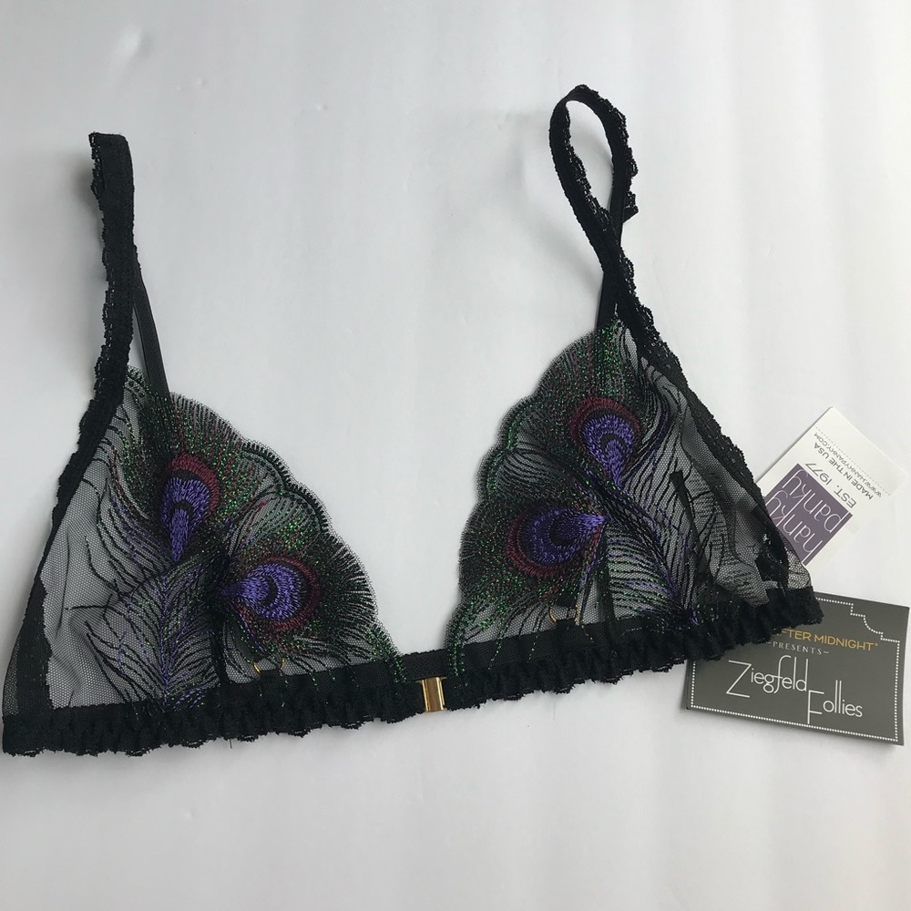 Hanky Panky Womens Black Bra with Gold Clasps